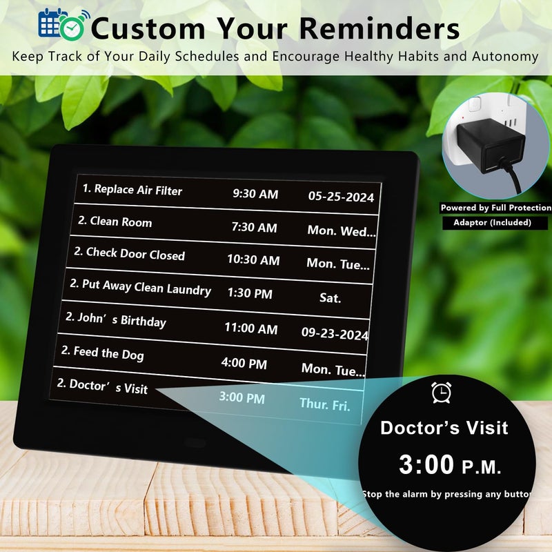 VÃ©faÃ®Ã® 20 Alarms Digital Clock 8 INCH Large with 1280 * 800P HD, Auto DST, Custom Reminders, 6 Display, 7 Color Modes, 10-Level Auto Dimmer, Clock for Seniors & Schoolkids- with Remote - Image 4